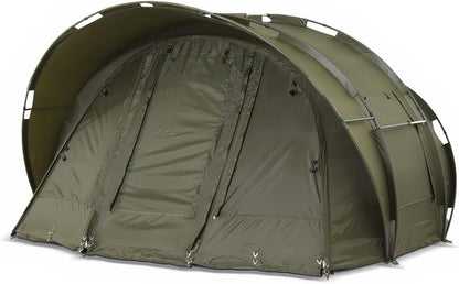 Lucx Leopard Bivvy vistent voor personen, karpertent voor 2 tot 3 mannen, visserstent Carp Dome Fishing Tent 10.000 mm, olijfgroen, 1-3 tent