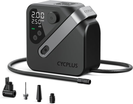 CYCPLUS AL7 Elektrische luchtpomp, draagbare luchtcompressor voor vrachtwagens, pick-ups en SUV's, 4 x snelle bandenpomp met krachtige motor, compact en krachtig voor bedrijfsvoertuigen en outdoor