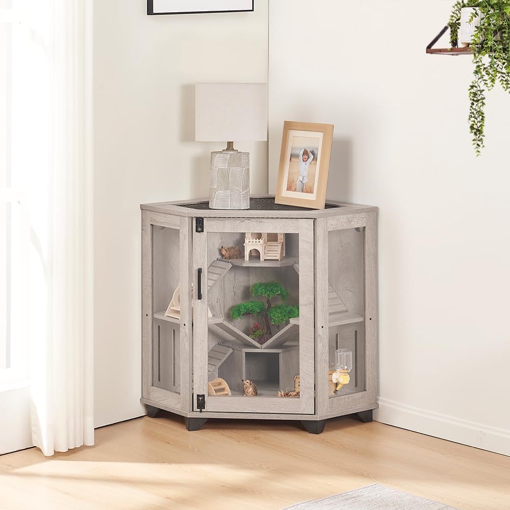 unipaws Chinchilla's kooi met helling, rattenkooi met huis, egelkooi, critter natie kooi voor hamster, muizen, helder acryl, hoek kooi voor kleine dieren
