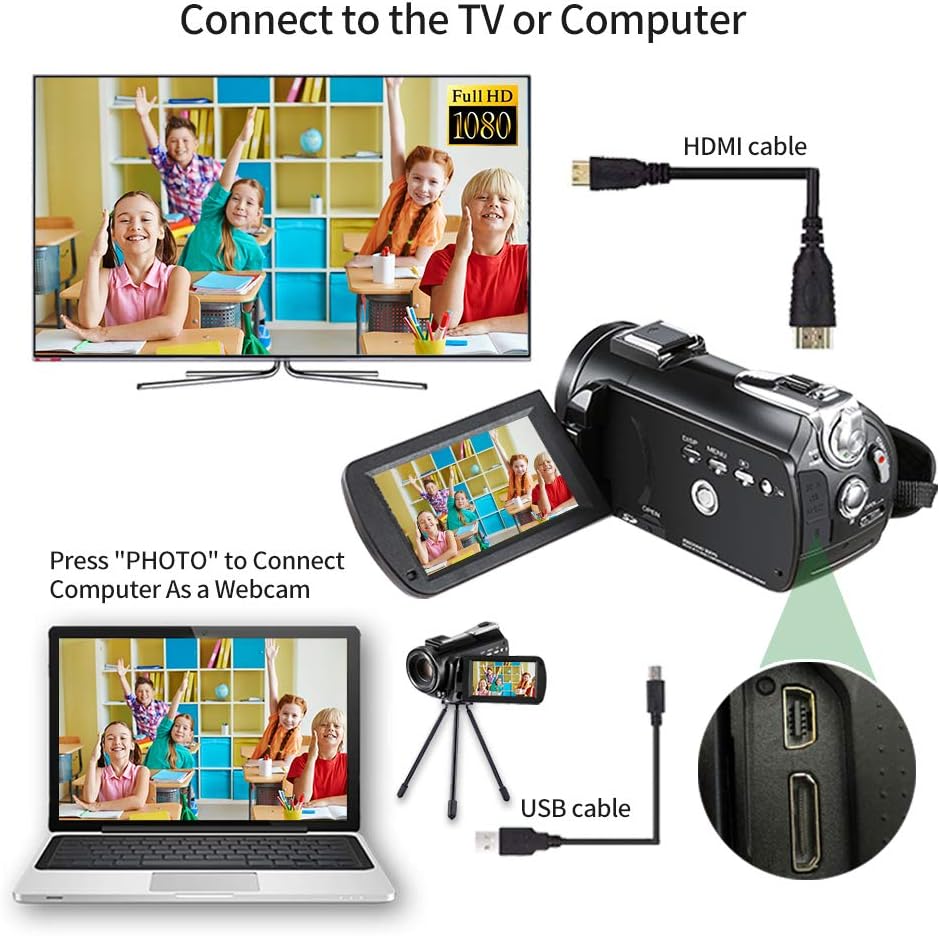 Camcorder 4K-Videocamera – Videocamera – Vlogcamera – HD-Camcorder – 4K-Camera – IR-Nachtzicht – WiFi-Bediening Met Microfoon, LED-Videolamp En Groothoeklens