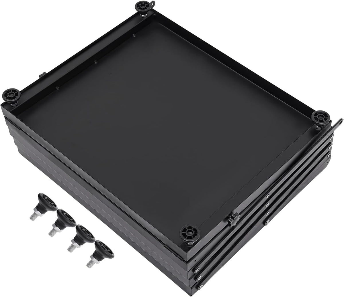 4 Layer A3 Folder Foldable Magazine Stand Display Modern Literature Stand Floor Setup Catalog Racks with Non-Slip Feet for Office Scholarships Schools Black 46 x 37 x 132 - QUORE