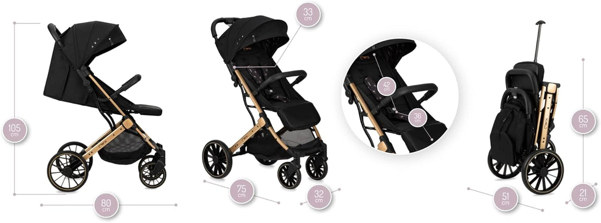 MoMi ESTELLE DAKAR kinderwagen vanaf 6 maanden (tot 22 kg), inklapbare buggy met 5-punts veiligheidsgordel, boodschappenmand en ligfunctie, telescopische stang om te trekken, staat na het opvouwen Ginko