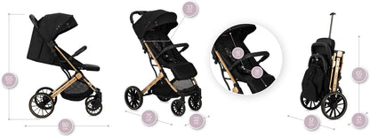 MoMi ESTELLE DAKAR kinderwagen vanaf 6 maanden (tot 22 kg), inklapbare buggy met 5-punts veiligheidsgordel, boodschappenmand en ligfunctie, telescopische stang om te trekken, staat na het opvouwen Ginko