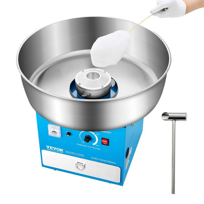 VEVOR 1000 W Electric Cotton Candy Maker with Stainless Steel Holder 52 cm Sugar Spoon and Tray for Birthdays and Family Celebrations Blue 520 x 520 x 447 mm