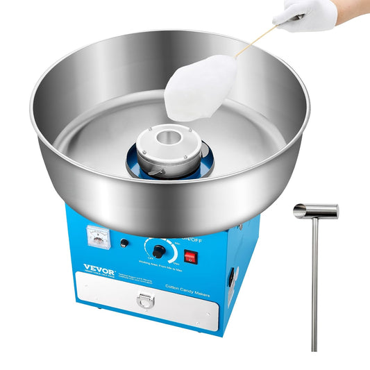 VEVOR 1000 W Electric Cotton Candy Maker with Stainless Steel Holder 52 cm Sugar Spoon and Tray for Birthdays and Family Celebrations Blue 520 x 520 x 447 mm