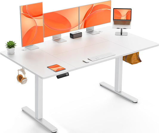 Elektrisch Zit-Sta Bureau – Verstelbaar Bureau – Sta Zit Werkplek – Bureau Thuiswerken – 160x80 cm – Elektrisch Verstelbaar Met 4 Geheugenstanden – Stabiel Aluminium Frame - QUORE