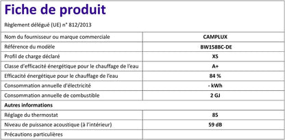 CAMPLUX BW158BC-DE Tankless Gas Boiler 6 Liter, voor Camping, RV, Wassen Paarden, LPG (50 mbar), 10 kW