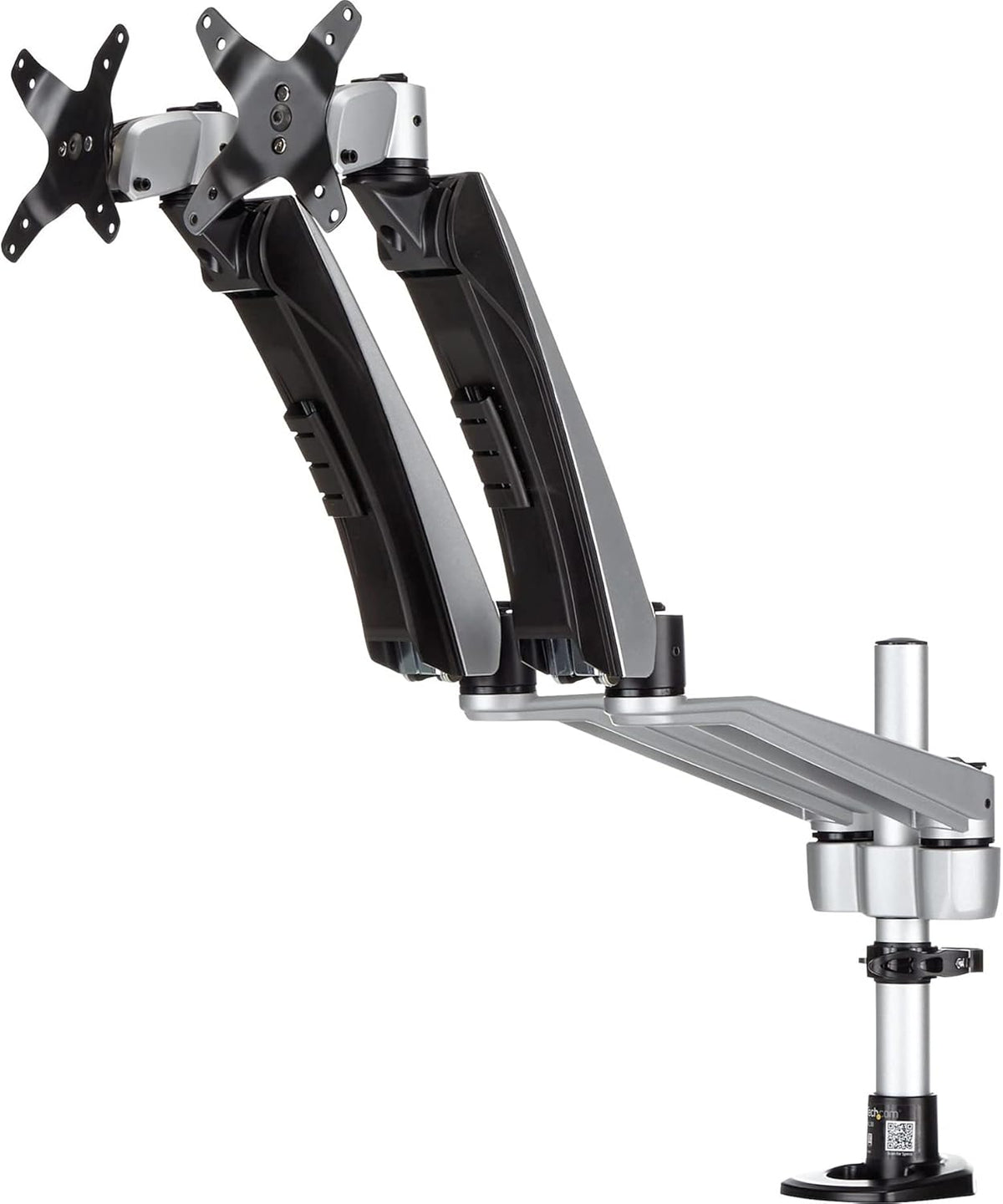 StarTech.com Dubbele monitorhouder met volledig beweegbare arm, stapelbaar, verwisselbare armen en veerondersteunde hoogteverstelling
