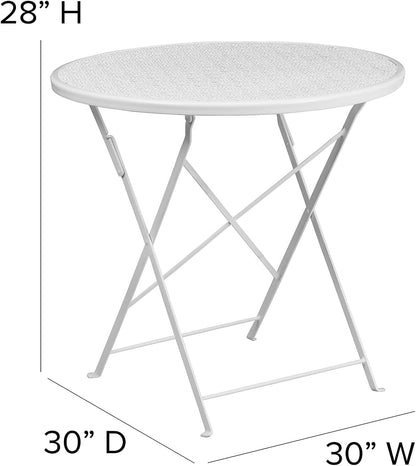 Flash meubel 76,2 cm rond Indoor Outdoor Staal Folding Patio Tafel modern 30'W x 30'D x 28'H wit