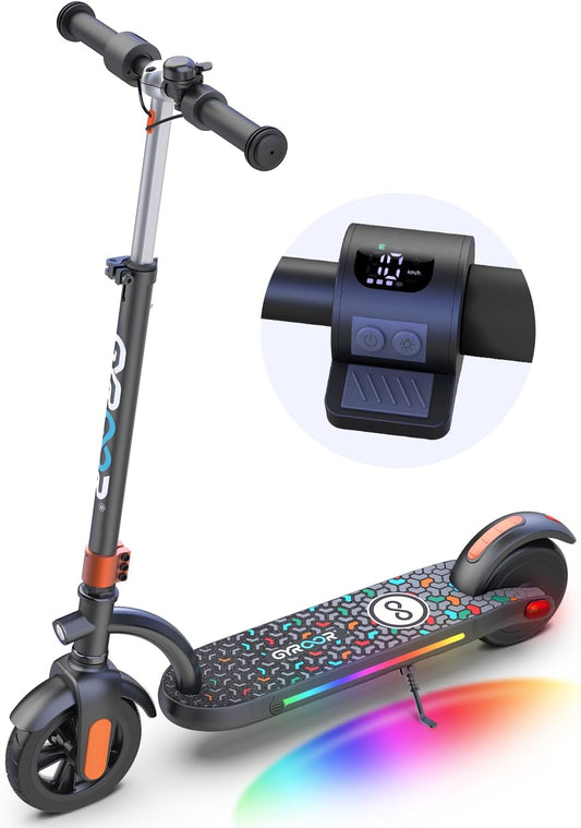 Gyroor H40 Elektrische step voor kinderen, 180 W motor, 10 MPH led-display, kleurrijke lichten, verstelbare hoogte, voor kinderen van 8 tot 12 jaar