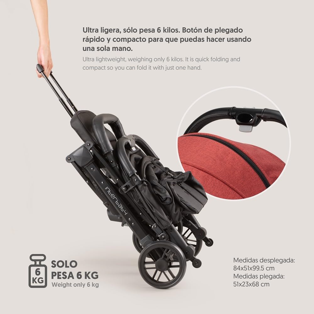 MINIMUM PLUS SPACE kinderwagen tot 22 kilogram - rode verwisselbare kap