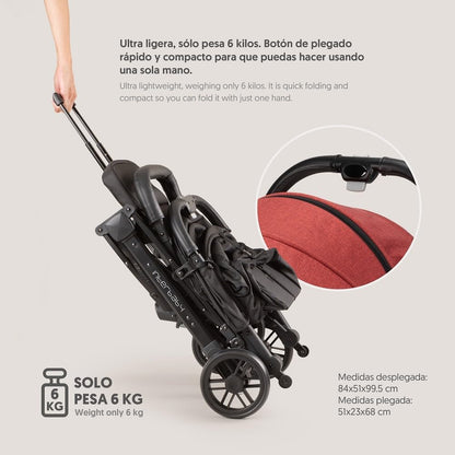 MINIMUM PLUS SPACE kinderwagen tot 22 kilogram - rode verwisselbare kap