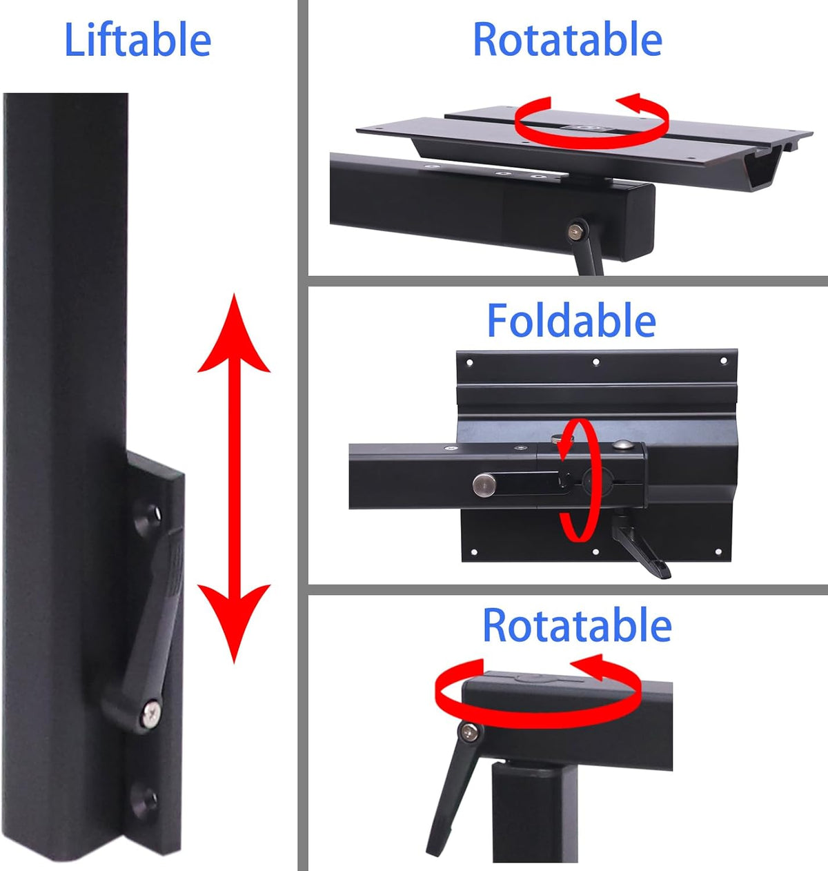 Opvouwbare aluminium tafel met draaibare poten, geschikt voor campers, jachten, caravans en RV's. (Zwart) - QUORE