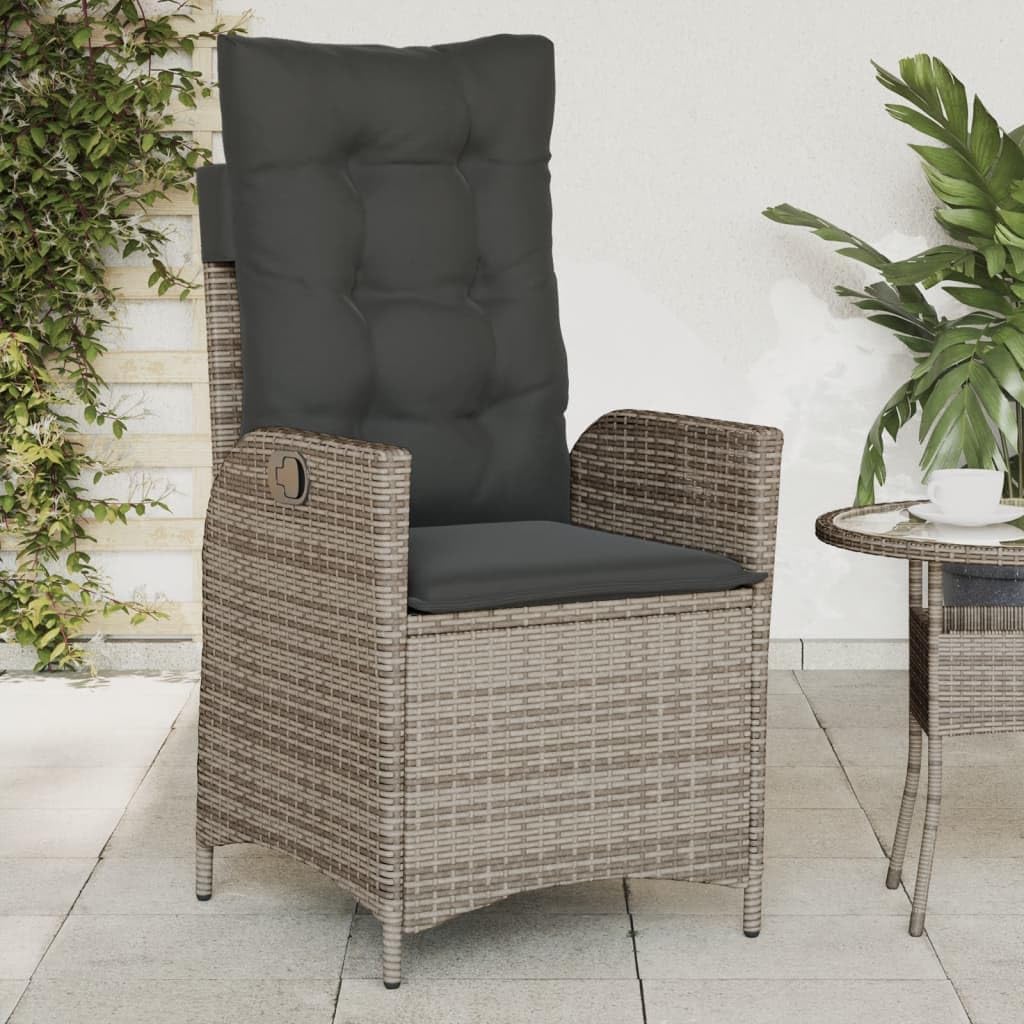 365259 Garden Armchair with Cushions, Synthetic Rattan, Grey, Outdoor Chairs, Patio Chairs Patio Chair - - QUORE