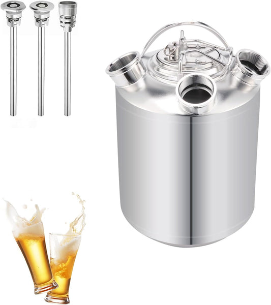 10 liter bierreinigingsvat van roestvrij staal, 3 koppen, reinigingshouder met deksel en Kegspiesen A, S, bierreinigingsvat voor thuisbrouwerij, hotelbar, pub