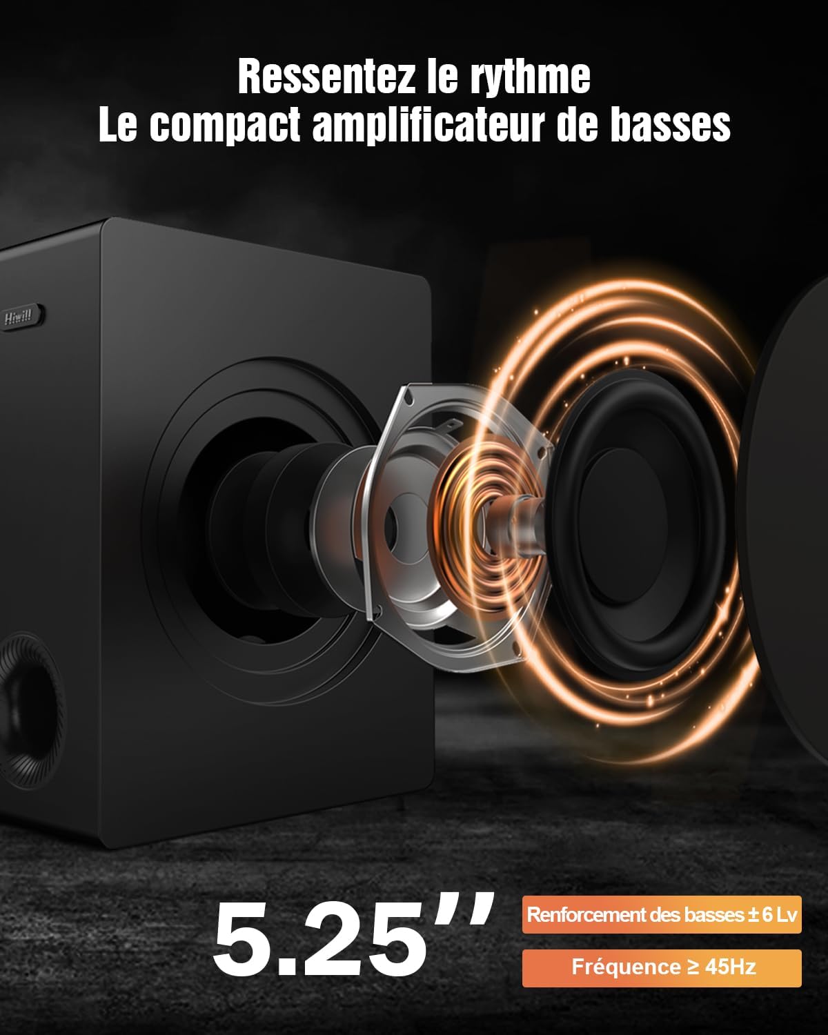 Hiwill 4.1 TV-soundbar met Dolby Atmos, subwoofer, piekvermogen 300 W, 2 front-surround-luidsprekers, soundbar voor tv-luidsprekers, hoge tonen en bassen instelbaar, thuisbioscoop, HiElite A41
