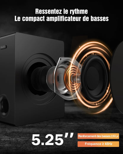 Hiwill 4.1 TV-soundbar met Dolby Atmos, subwoofer, piekvermogen 300 W, 2 front-surround-luidsprekers, soundbar voor tv-luidsprekers, hoge tonen en bassen instelbaar, thuisbioscoop, HiElite A41