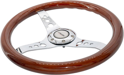 Sportstuur – Houten Stuur – Universeel Stuur – Classic Stuur – Retro Stuur – Diameter 350 mm – Echt Hout