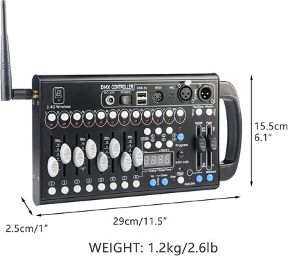 DMX512-console, 2.4 G, 192 kanalen, DMX-controller, programmeerbare podiumverlichting, bedieningspaneel voor podiumverlichting, dj's, bands, bars, clubs, bruiloften enz