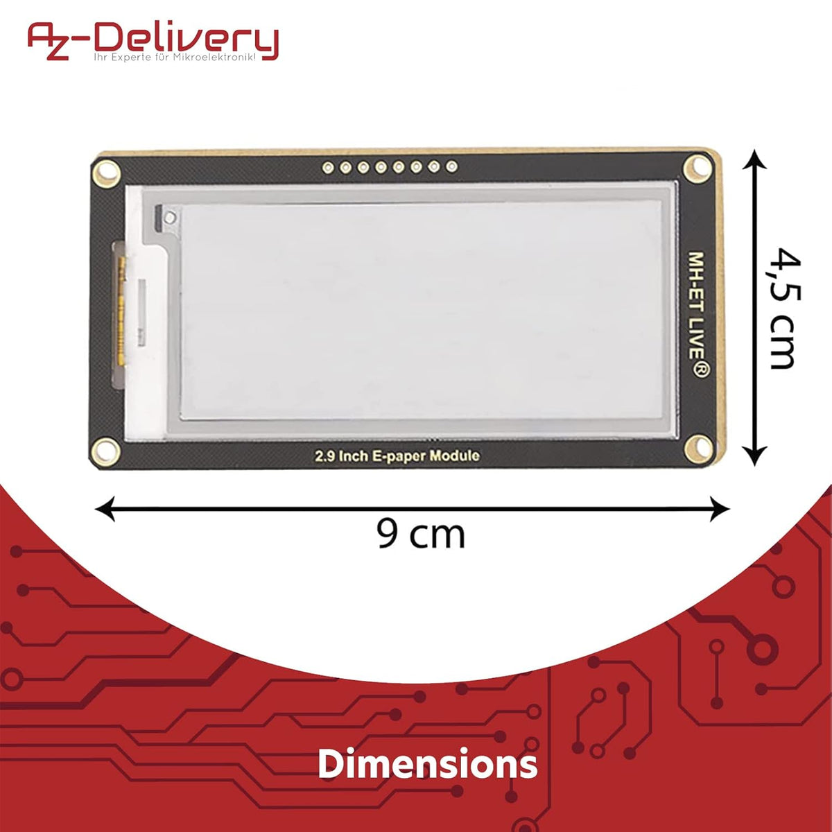 AZDelivery 5 x "2,9 inch ePaper Display Module, 296x128 e-Ink Display Module, low power consumption, SPI support, compatible with control boards and 3.3V/5V MCU interface
