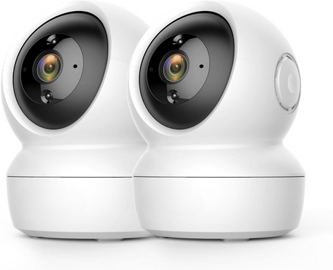 Beveiligingscamera Binnen - WiFi-bewakingscamera - Set van 2 - Draadloos Babycamera - 360° Tilt - 2,4 GHz - Intelligent Nachtzicht - met Slimme IR - Bewegingsdetectie - Automatische Tracking - Tweewegaudio - Wit