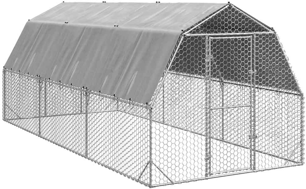 vidaXL Chicken coop with roof 2.5x6x2.25m galvanized steel - QUORE