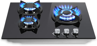 Gaskookplaat 3 Pits – Gasfornuis Inbouw – Kookplaat Gas – 3 Branders – 60 cm – Elektronische Ontsteking – Veiligheidssysteem Thermokoppel