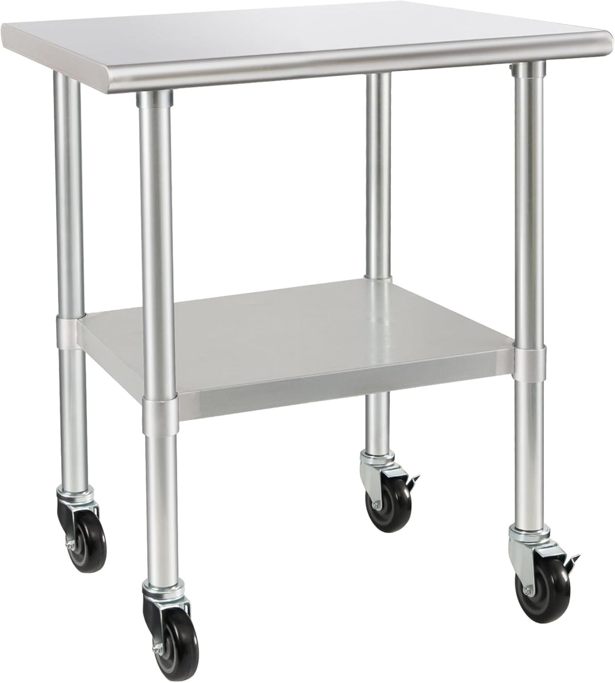 HARDURA Roestvrij Staal Tafel met Wielen 61×91 cm Rollen Zware Duty Commercieel Voedselbereidingstafels met Onderkast en Gegalvaniseerde Benen voor Restaurant Keuken Bar Hotel en Garages