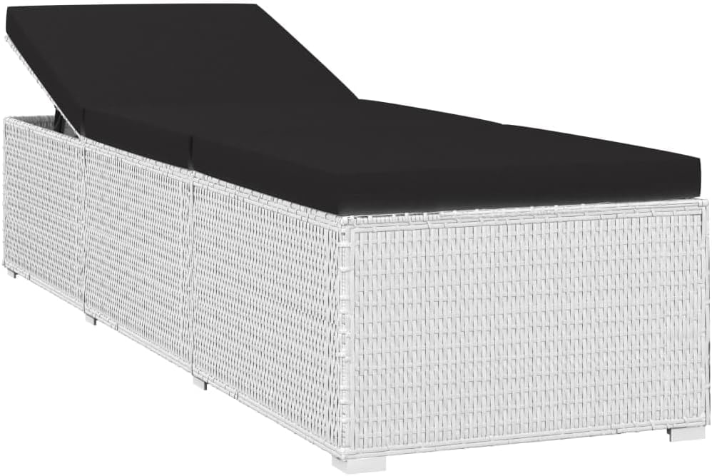 vidaXL 3-piece sunbed set with tea table poly rattan white