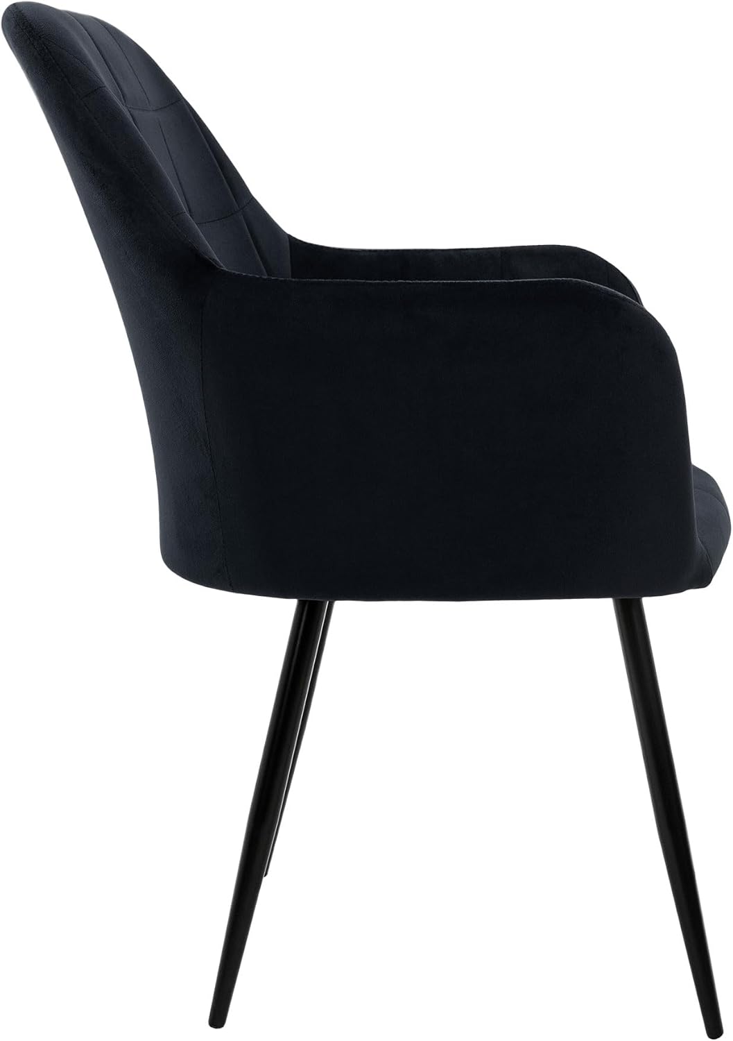 ECD Germany Set of 6 Dining Chairs with backrest and armrests Black Velvet Seat Metal Legs Kitchen chairs Living room chairs Living room chairs Upholstered chairs Armchairs Armchairs