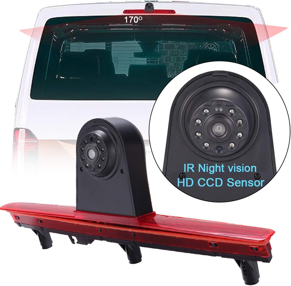 HD Auto 170° Transporter parkeerhulp remlicht achteruitrijcamera met hoek instelbaar, vervanging voor V W Multivan T5 V 5 van/Caravelle V bus bus 7EB 7EJ 7HB 7HA (achteruitrijcamera + 4,3 inch monitor