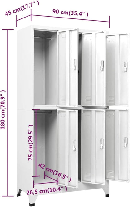 Gecheer Cabinet cabinet cabinet filing cabinet metal cabinet office cabinet metal locker saddle cabinet with 6 compartments 6 doors multifunctional cabinet 90 x 45 x 180 cm (W x D x H) with plastic - QUORE