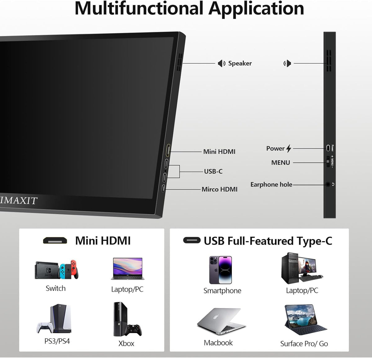 Draagbare Touch Monitor – Mobiel Scherm – Extern Display – Laptop Monitor – Gaming Monitor – 14 Inch Full HD IPS – 10-Punts Touchscreen met USB-C en Mini HDMI
