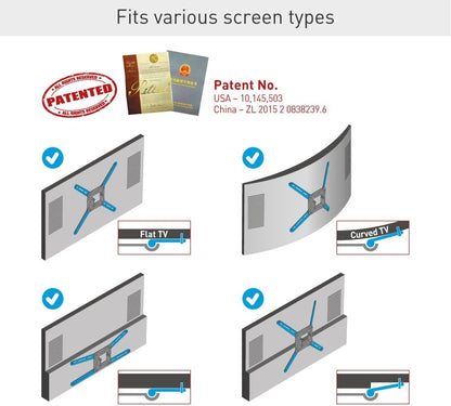 Barkan 1 meter lange tv-wandbeugel, 13-80 inch dubbele arm, zwenkbaar/volledige beweging plat en gebogen televisie tv-beugel, houdt tot 50 kg, extra stabiel, 101 cm, voor LED OLED LCD, max. VESA