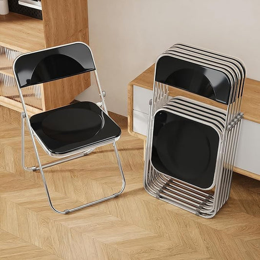 Set of 6 Folding Acrylic Chairs, Folding Plastic Portable Chairs, Easy to Use and Store - QUORE