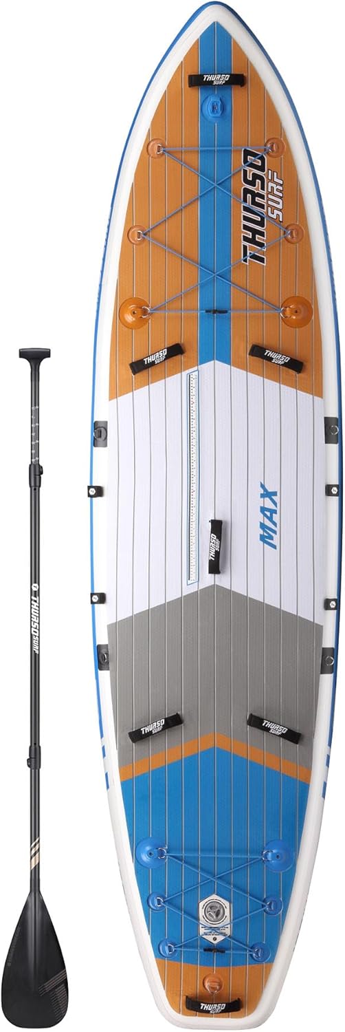 THURSO SURF Max Multifunctionele Opblaasbare Stand Up Paddle Board SUP 11'6x34"x6" Geweven Drop-Stitch w/Carbon Shaft Paddle/Clickfins/Leash/Pomp/Rugzak