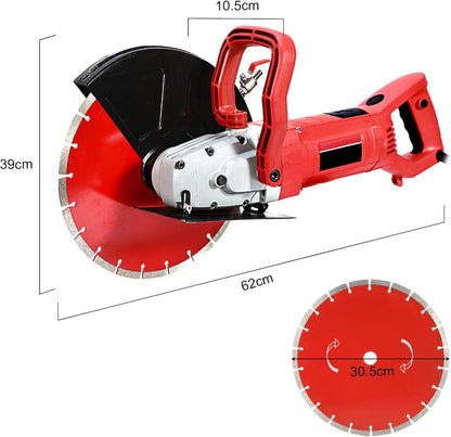 Betonzaag – Cirkelzaagmachine – Muurzaag – Schijfzaag – Wandzaag – 3200 W, 305 Mm, 4300 Omw/Min, Incl. Waterleiding En Pomp