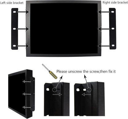 VSDISPLAY Draagbare lcd-aanraakmonitor met luidsprekers, 12,1 inch industrieel TFT-scherm 800 x 600, VGA DVI-videopoort, metalen behuizing