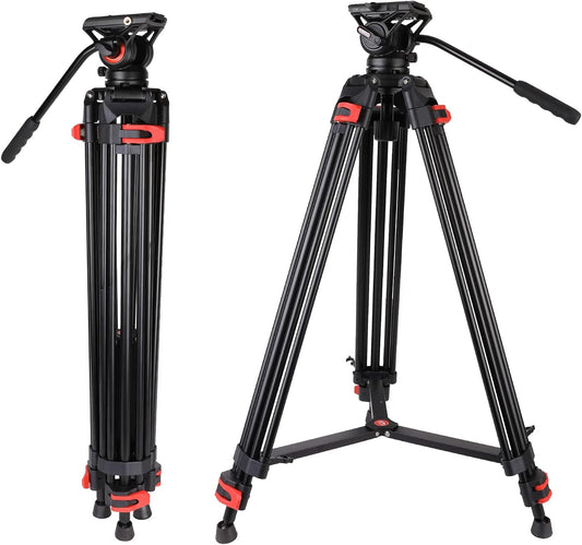 COMAN Camerastatief, 188 cm, robuust statief voor professionele videocamera's, draagtas, 8 kg, inclusief snelwisselplaat, fotostatief, statief