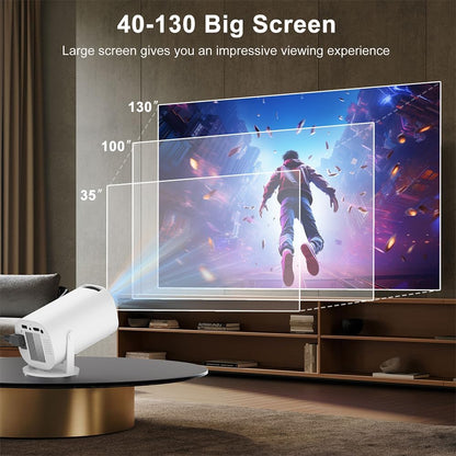 Mini-beamer, smart projector Full HD 1080P, kleine beamer, thuisbioscoop met wifi 6 en Bluetooth 5.2, ondersteunt automatische trapeziumcorrectie, 180 graden draaibaar, compatibel met HDMI/tv-stick