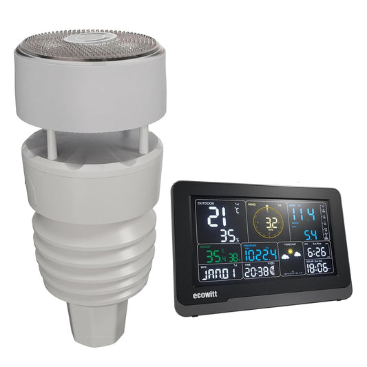 Ecowitt Weerstation WS3901, 7-in-1 weerstation Wittboy buitensensoreenheden WS90, 7,5 inch wifi indoor lcd-kleurconsole met 3-in-1 sensoren, Ecowitt IOT intelligente koppelingsbesturing