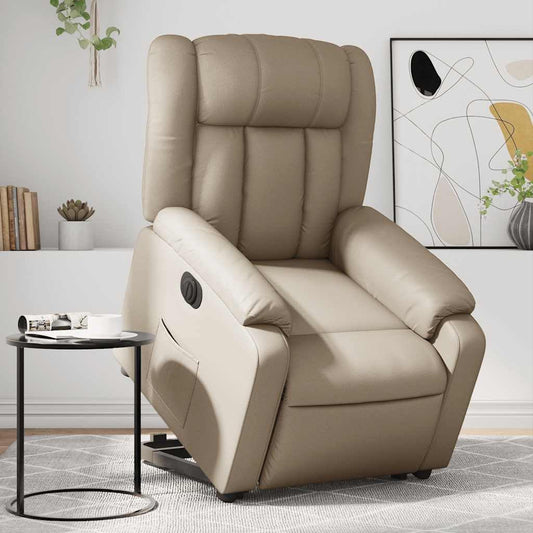 Relaxstoel met Opstahulp – Elektrische Relaxstoel – TV-Stoel – Ligstoel – Comfortstoel – Elektrisch Kantelsysteem – Cappuccino Kunstleer – Met Opstaan Hulpfunctie