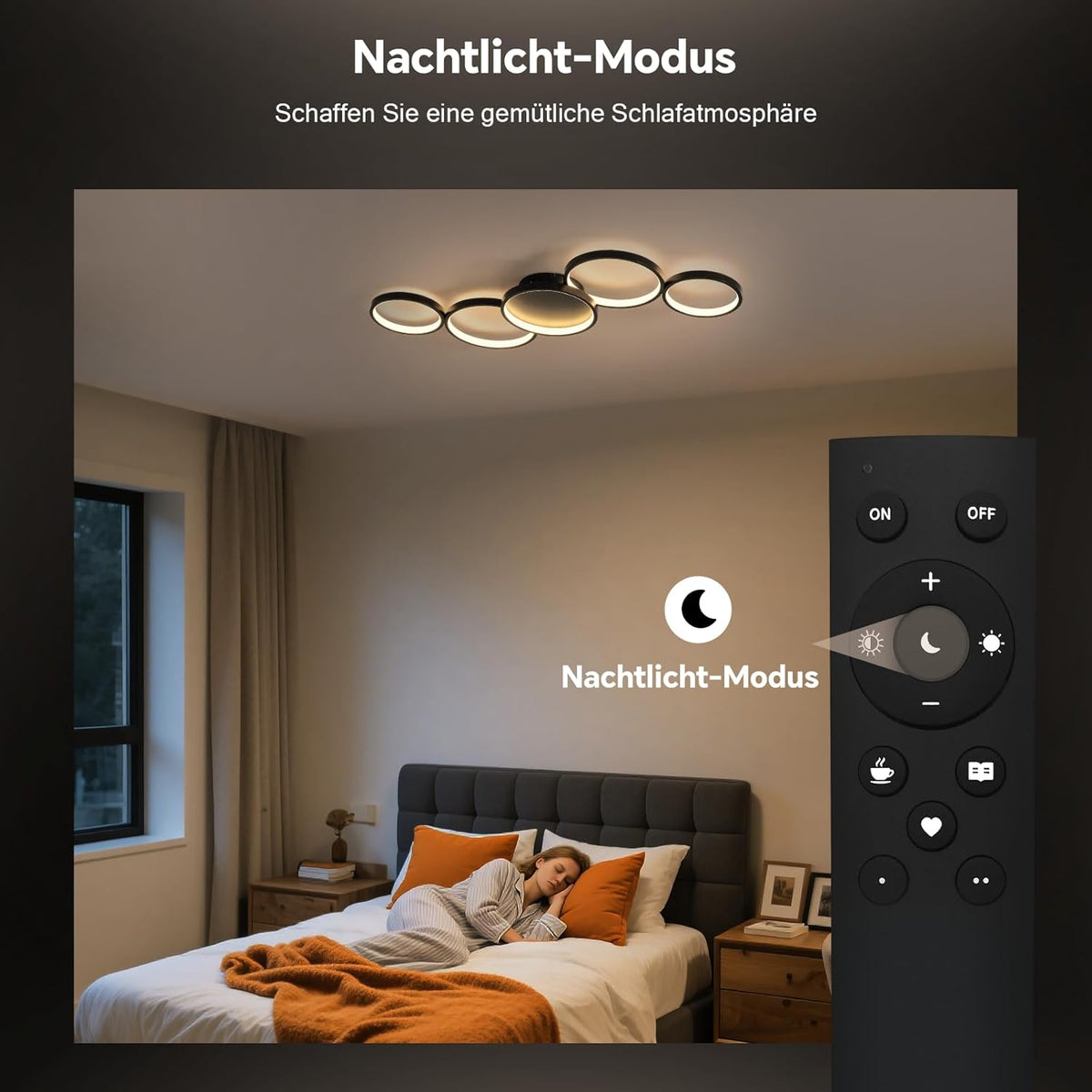 Sky angle Led-plafondlamp met Alexa-app, Google Home, rond, wit, dimbaar, met afstandsbediening, plafondlamp woonkamer, 50 W, 6000 lm, 3000 K-6000 K, voor slaapkamer, 100 cm, zwart, smart