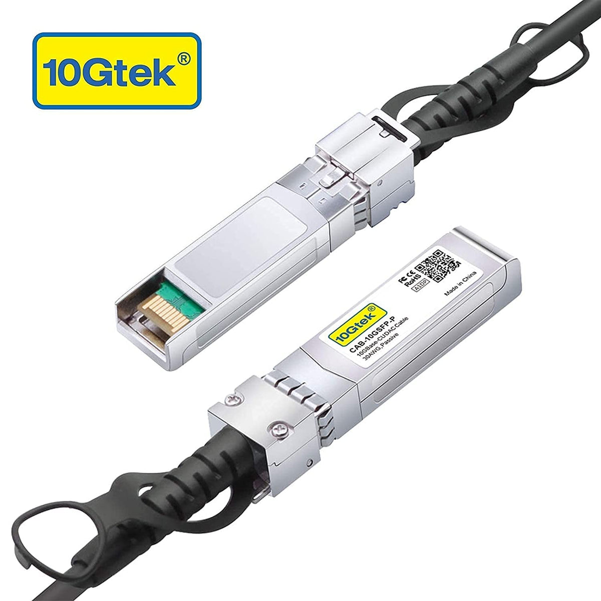 10Gtek [10 Pack] 10G SFP+ DAC Cable 0.5-Meter(1.6ft) - 10GBASE-CU Passive Direct Attach Copper Twinax SFP Cable for Cisco SFP-H10GB-CU0.5M, Netgear, D-Link, Mikrotik, ZTE and More