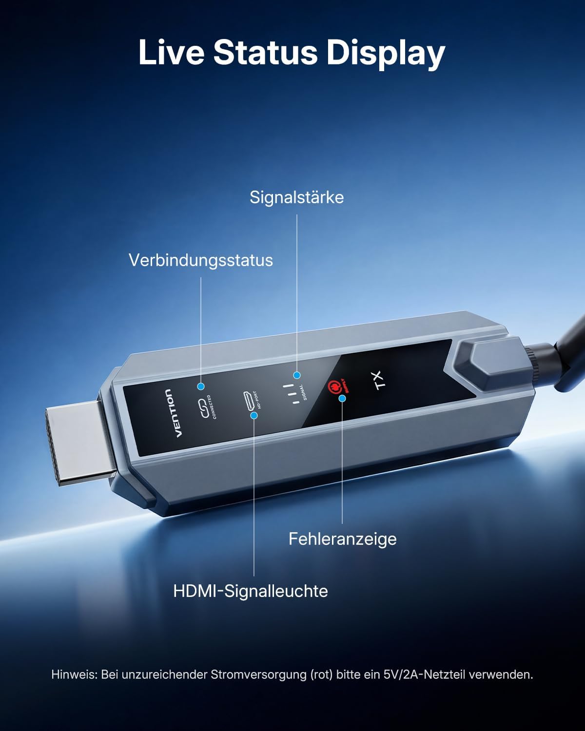 VENTION Draadloze HDMI-zender en ontvanger 656FT/200M voor laptop/pc, 2,4G + 5G plug & play draadloze HDMI Extender Kit 4K voor PS5 & Xbox ontvanger voor video/audio naar monitor of tv (1TX+4RX)