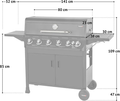 TAINO Brando Gas Barbecue 6 + 1 6 Burners Side Burner BBQ Grill Trolley Gas Grill Grill - QUORE