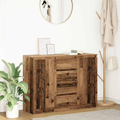 Sideboard – Opbergkast – Dressoir – Halmeubel – Buffetkast – Kleur Oud Hout – Duurzaam Bewerkte Hout – 100,5x35x76 cm – 2 Deuren 4 Lades
