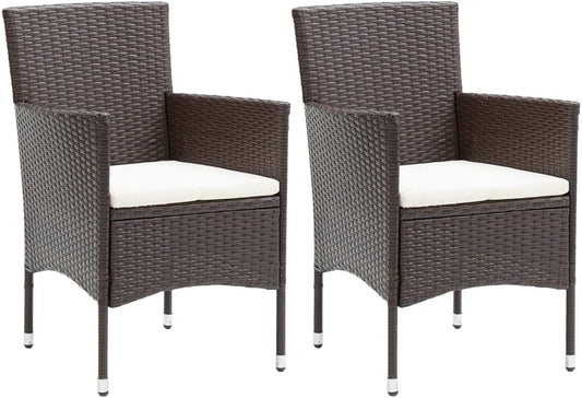 Set of 2 modern garden chairs made of rattan with removable cushions, hand-woven poly rattan and weather-resistant steel frame, ergonomic design - QUORE