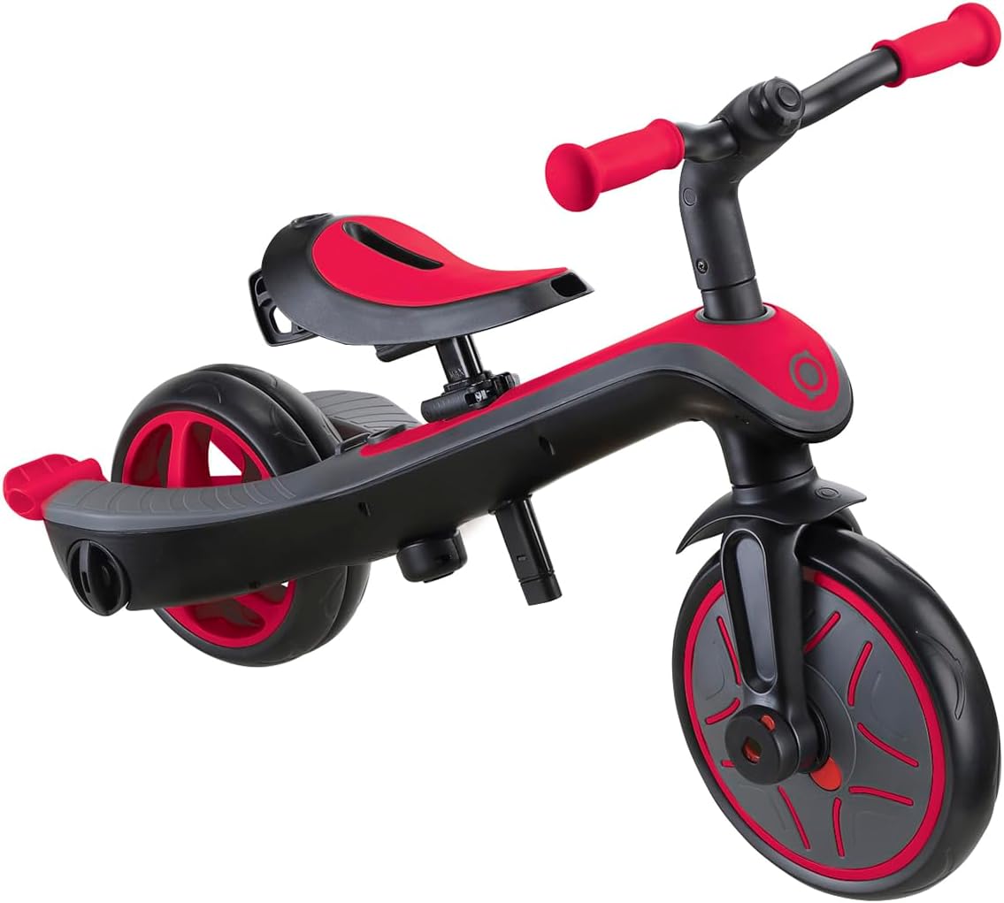 Globber - Explorer 4-in-1 driewieler - schaalbare driewieler en loopfiets voor peuters van 10 maanden tot 5 jaar, rood