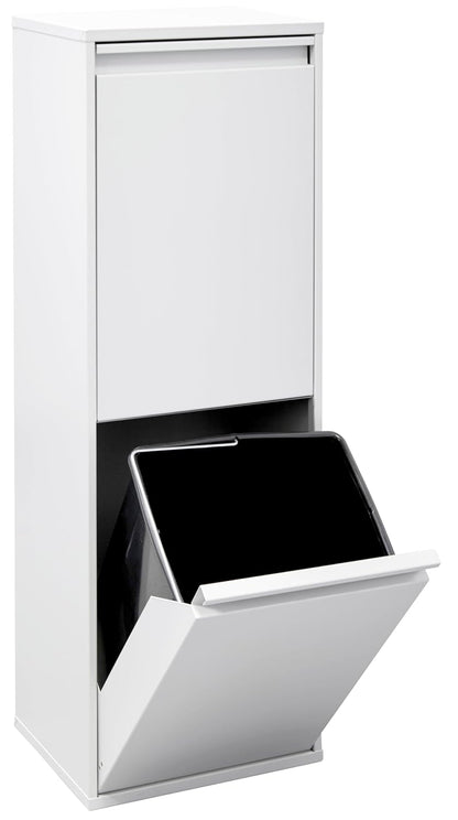 ARREGUI Basic CR201-B Recyclingcontainer | Afvalcontainer in Staal | 2 Compartimenten 2x17 L (34 L) | Multifunctionele Recyclebak voor Afvalscheiding | Afvalbak voor Keuken, Huis of Kantoor | Wit